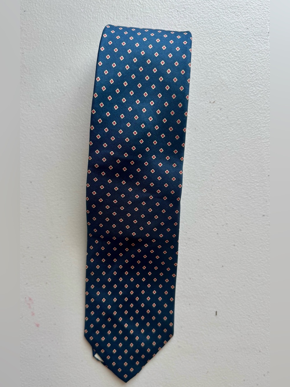 Vintage Christian Dior Tie All Silk Navy Red Foulard Geometric Lazarus 55”
